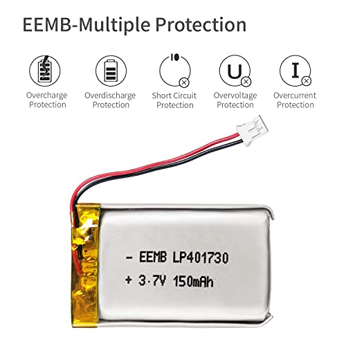 Eemb Lithium Polymer Battery 3.7V 150Mah 401730 Lipo Rechargeable Battery Pack With Wire Molex Connector For Speaker And Wireless Device- Confirm Device & Connector Polarity Before Purchase #TOP7