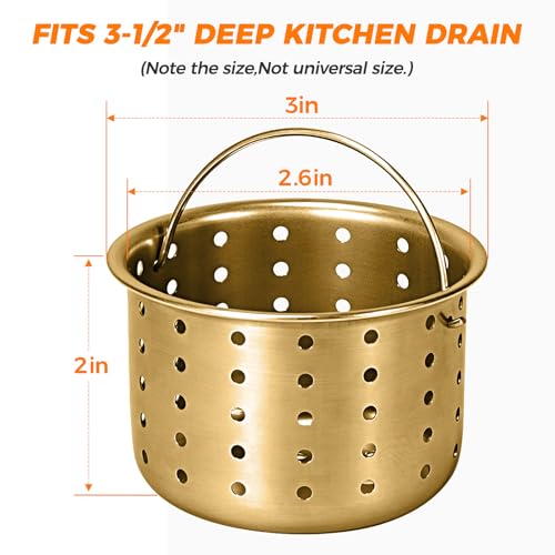 Colador para fregadero de cocina en acero inox dorado miniatura 2