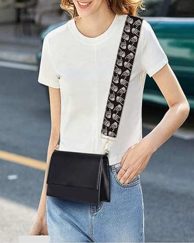 Image of Crossbody 2 inch Wide Shoulder Strap, Cute Handbag Strap Replacement, Cool Rock Skull Hands