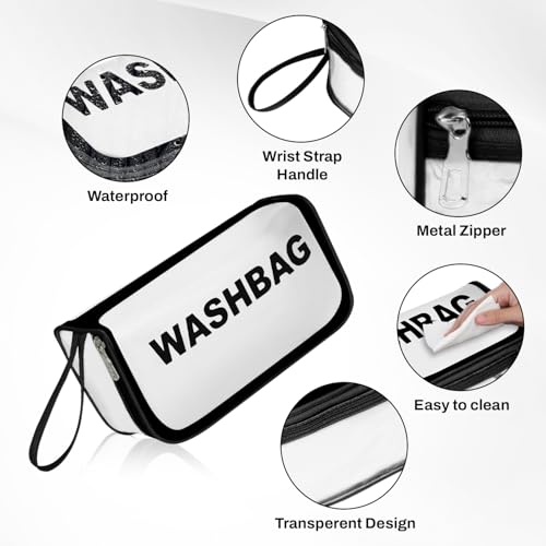 Image of Storite Set of 3 Transparent PVC Travel Pouch Set for Cosmetics- Black