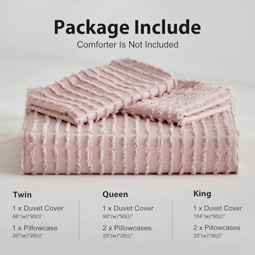 WARMDERN Pink Boho Duvet Cover Set Queen Size, Tuft Texture, 3-Piece by WARMDERN - Used condition - Image 7