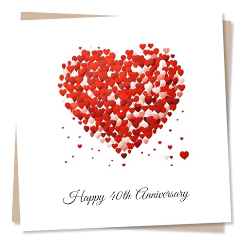 Happy 40th Anniversary - Love Card for Couple and Your Special Someone - Romance Greetings Wish for Men Women Partner Husband Wife Boyfriend Girlfriend Fiancé - Made in UK