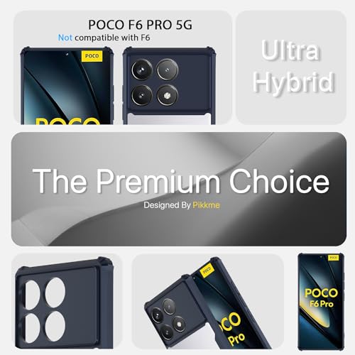 Image of Pikkme Poco F6 Pro 5G Back Cover | Crystal Clear Transparent Back | Ultra Hyrbid | Full Camera Protection | Raised Edge | Bumper Back Case (Blue)