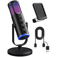 RGB Lighting USB Condenser Gaming Mic with Noise Cancellation