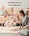 Baby Swings for Infants, Tiny Marvels Portable Swing with Adaptable Speed, Music, Removable-Toy-Bar, Foldable Infant Swing for Indoor and Outdoor Use, 0-9 Months 6-20 lbs(Blush Bloom)