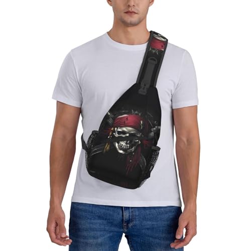Skull Pirates Sling Bag for Women Men, Adjustable Rope Crossbody Single Shoulder Bag for Travel Hiking Cycling Gift2
