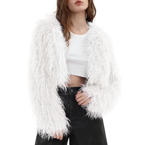 Manteau en fausse fourrure contre le froid veste courte femme chaude