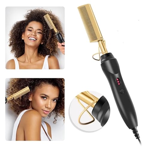 Electric Hot Comb Hair Straightener Temperature Adjustable, Curler Wet Dry Hair Iron Comb with Teeth, Hair Straightening Brush Anti-Scald Pressing Combs for Wigs, Afro Hairs & Beard Hair Styling Tool - Image 4