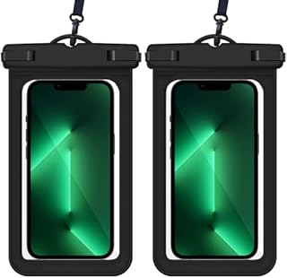Gimane Universal Waterproof Pouch,[2 Pack] Clear IPX8 Waterproof Phone Case Dry Bag Waterproof Bag for Beach,Swimming,Kayaking,Compatible with iPhone Samsung Android Device Up to 7 inch-Black