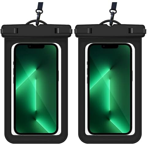 Gimane Universal Waterproof Pouch,[2 Pack] Clear IPX8 Waterproof Phone Case Dry Bag Waterproof Bag for Beach,Swimming,Kayaking,Compatible with iPhone Samsung Android Device Up to 7 inch-Black Cover