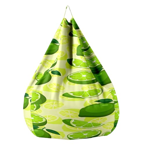 Fasbuy Estampado Limón Puff, 3D Puff Gigante sin Relleno con Asa, Salon Bean Bag para Almacenaje, Puf Sofa de Color, para Adultos Niños Exteriores Interiores (Verde,XXL)