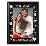 PETCEE First Valentine's Day Picture Frame,You and Me Wood Valentines Photo Frame,Romantic Valentine