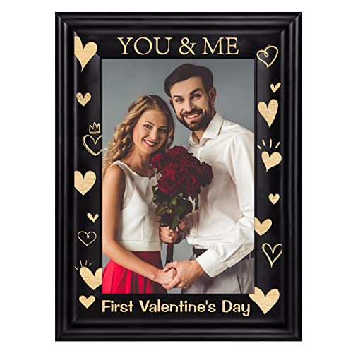 Petcee First Valentine's Day Picture Frame,You And Me Wood Valentines Photo Frame,Romantic Valentines Day Gifts For Her Him Girlfriend Boyfriend Wife Husband Women Men Couples Valentine's Day Frame Decorations #TOP2