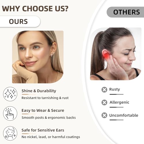 10 Pairs Stainless Steel Stud Earrings Colorful CZ Stud Earrings 20G Stud Earings 8mm 10mm Hoop Earrings Cartilage Earrings For Women Men3