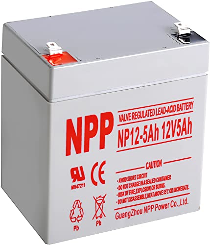 Npp Np12-5Ah (F1) 12V 5Ah Sealed Lead Acid Rechargeable Sla Agm Battery F1 Terminal, For Garage Doors, Security Systems, Burglar Alarms #TOP4