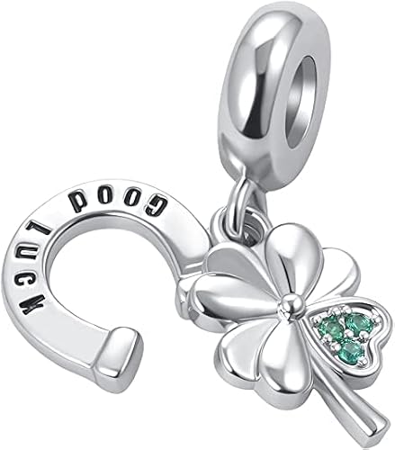 Mzc Jewelry Lucky Four Leaf Clover Horseshoe Charm For Pandora Bracelets Good Luck Dangle Bead For Women Girl Sister Mom Birthday #TOP1