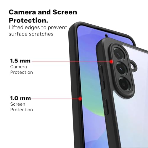 Image of RIGGEAR Shockproof Sleek Hybrid Armor Back Cover Case for Samsung Galaxy A36 5G (Clear PC + Black TPU Bumper)