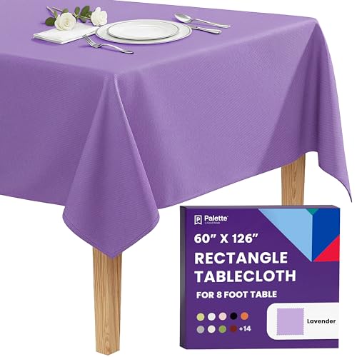 Image of Gee Di Moda Rectangle Tablecloth - 60 x 126 Inch Lavender Table Cloth for 8 Foot Rectangle Tables - Heavy Duty Washable Fabric - for Holiday Party, Dinner, Weddings, Baby Shower & Events