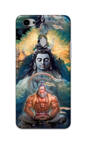 Image of PRINTFIDAA Printed Hard Back Cover Case for Oppo F7 Back Cover (Lord Shiva and Hanuma) -112