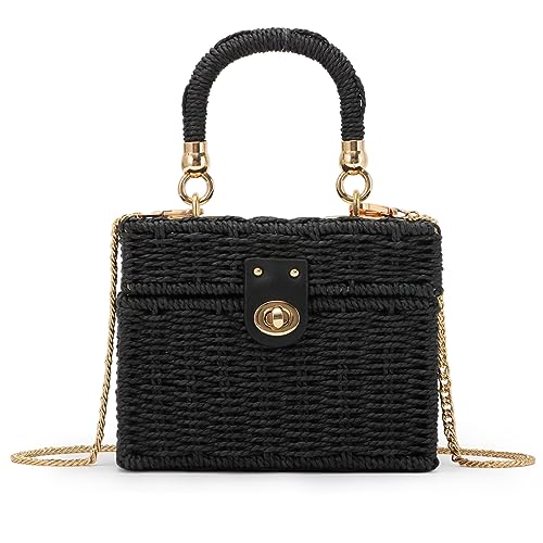 Fecialy Damen Handgewebte Rattan Handtasche Strand Stroh Tote Tasche...