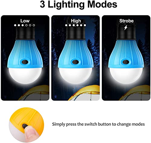 E-Trends Compact Led Lantern Tent Camp Light Bulb For Camping Hiking Fishing Emergency Lights, Battery Powered Portable Lamp, 2 Count, Blue, Batteries Not Included #TOP1