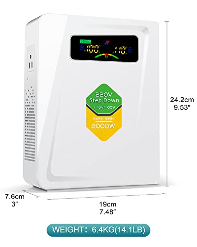 Step Down Transformer 220V To 110V Voltage Converter 2000W, No Noise, Ten Protection Functions, Suit For Juicer, Toaster, Chocolate Machine And Other Us Appliances Used In Europe #TOP2