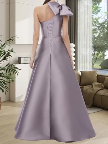 SoDigne One Shoulder Satin Prom Dresses with Bow Pleated Mother of The Bride Dress A Line Long Formal Evening Gowns3