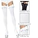 Leg Avenue Women's Trim and Bow Thigh Highs, White Satin Ruffle, One Size