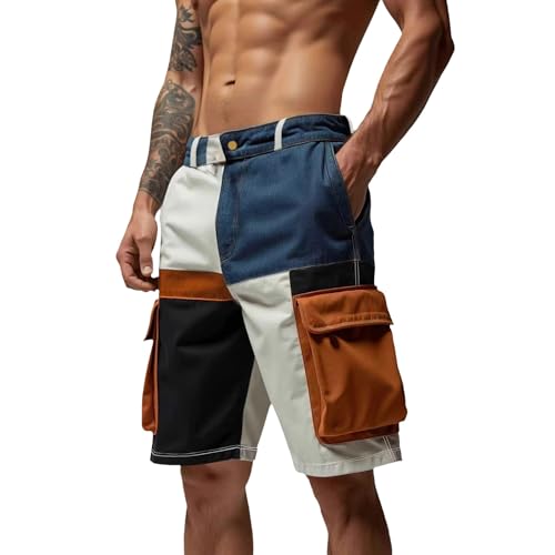 Short cargo homme pantalon court été streetwear coloré avec poches