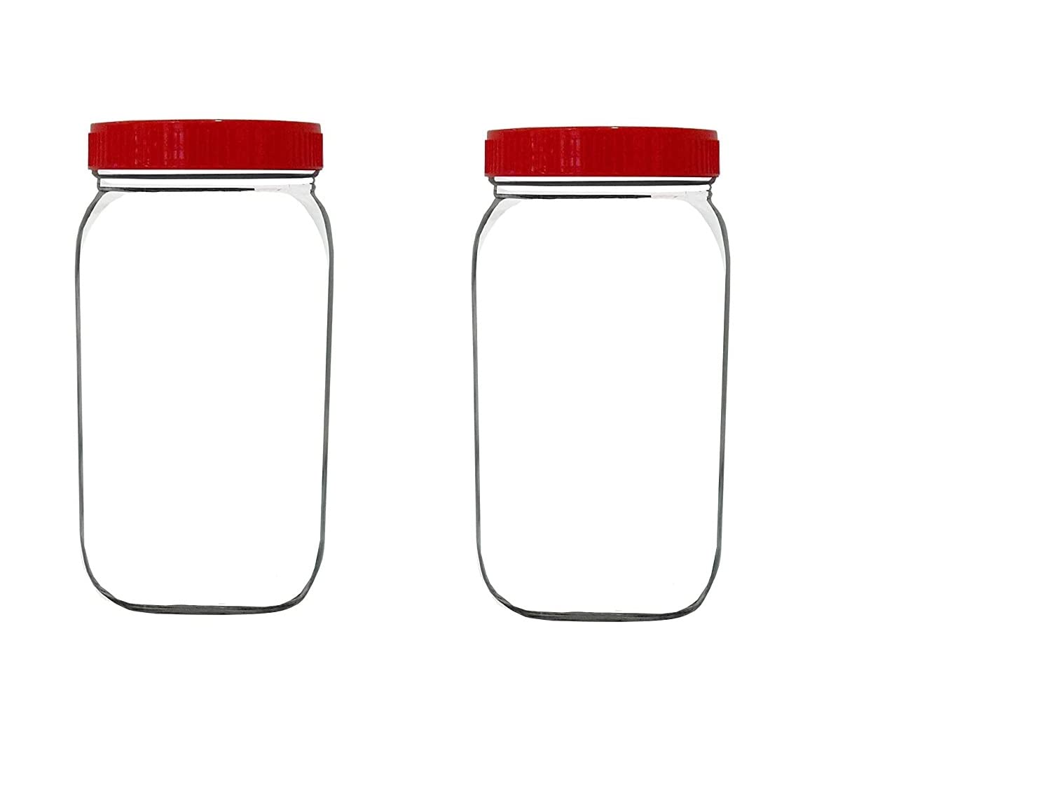 Yera Glass Jar With Red Lid Kitchen Storage Container 1830 Ml Pack Of