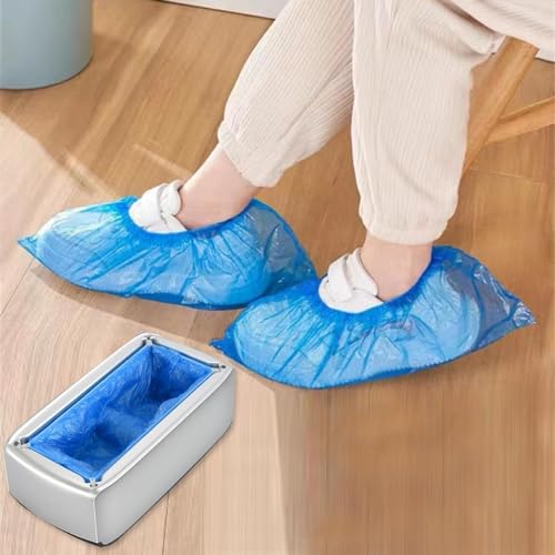 Lot de 200 couvre-chaussures automatiques jetables antidérapants en plastique avec boucle en T, couvre-bottes imperméables, anti-poussière pour la maison, le bureau, l'usine, l'hôpital