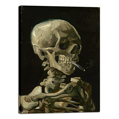Wieco Art Skull With Cigarette 24x32 canvas print