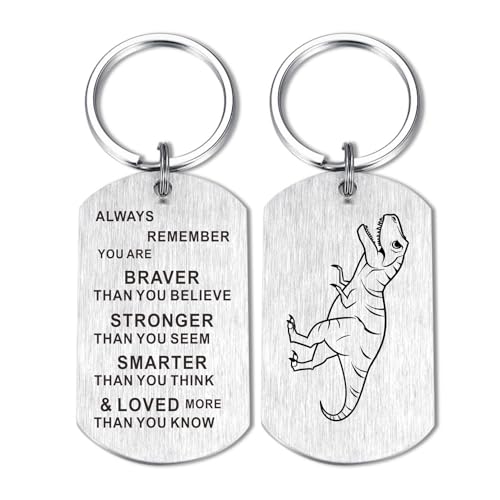Kisseason Fashion T Rex Dinosaur Keychain Tyrannosaurus Rex Dinosaur Gift Lover Key chain Fans Dog Tag Stuff Inspiratinal Gift for Women Men