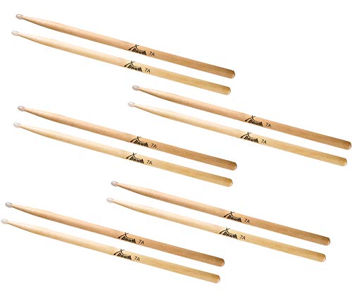 5 Paar XDrum Schlagzeug Sticks 7A Nylon Tip (tropfenförmiger Nylonkopf, Länge: ca. 392 mm)