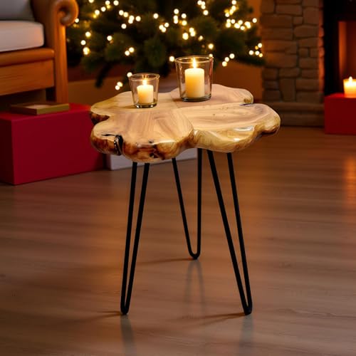 Warmaxx Natural Cedar Wood Live Edge Coffee Side Table 15"