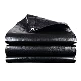 Telone Impermeabile 110 x 270 cm Antistrappo Impermeabile Telo Occhiellato Multiuso con Occhielli per Esterno, Giardino, Gazebo, Campeggio, Piscina, Barche, Legno, Nero