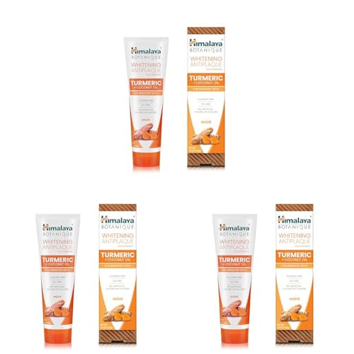 Himalaya Whitening Antiplaque Toothpaste with Turmeric + Coconut Oil for Brighter Teeth, 4.0 oz (113 g) (Paquete de 3)