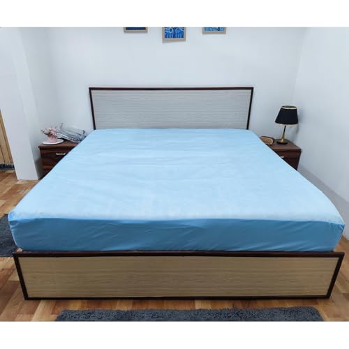 Image of Premium 100 Percent Waterproof Mattress Protector with Elastic Non-Woven | Hypoallergenic Mattress Cover Fitted Bed Protector for King Size Bed 78x72 Inch Fit On 10 Inch 6.5X6 Feet, Light Blue