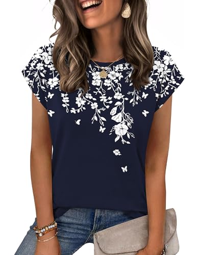 Image of Zeagoo Womens Tops Summer Casual Cap Sleeve Tshirts Shirts Business Dressy Spring Fashion Outfits Trendy Clothes