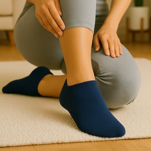 Image of Socks For Women | Cotton Anti-Skid Ankle length Socks for Gym, Yoga, jogging and running | Free Size | Pack of 3 Pairs, Multicolor