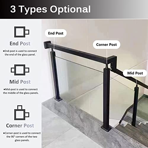 304 Stainless Steel Railing Post for Glass Panels - Deck & Stair Railing System, End Post, 37.4in (95cm) - Durable Glass Fence Solution for Outdoor Spaces