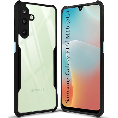 Image of Jkobi Back Cover Case for Samsung Galaxy M16 5G | Samsung Galaxy F16 5G (Shockproof with Polycarbonate Clear Panel | Professional Black)