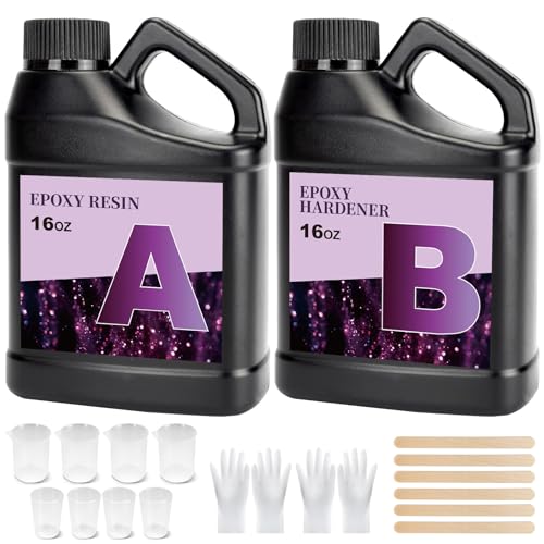 ZEROMX Juego de resina epoxi de 1000 ml, transparente, autonivelante, sin burbujas, resina epoxi con endurecedor, sin burbujas, juego de resina de fundición para obras de arte, adornos, moldes de