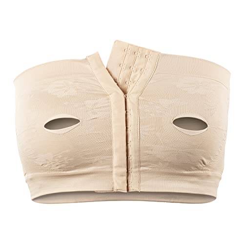 Image of Dr. Brown's Hands-Free Strapless Front-Close Pumping Bra for Breastfeeding, Beige - S/M