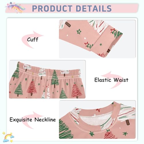 Pajama Sets Long Sleeve Green White Christmas Trees Soft Comfy Sleepwear 2 Piece PJS 3-8T4