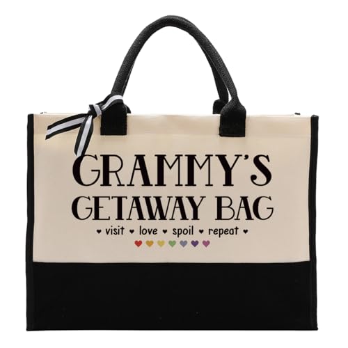 Cotton Canvas Tote Bag for Grammy's Getaway - Shoulder Beach & Reusable Shopping Bag - Women's Gift for Grandma