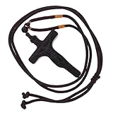 GLSTOY Colgante de Cruz Tallado en Madera de Ébano Negra, Collar Artesanal para Mujer y Hombre, Joyería Religiosa Decorativa, Obsequio Adecuado para Festivales y Ocasiones Obsequios