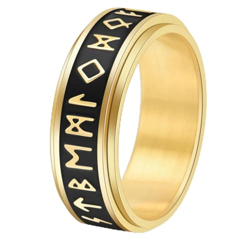 Bague rotative en acier titane aux runes viking nordiques, la qualité d'un bijou masculin