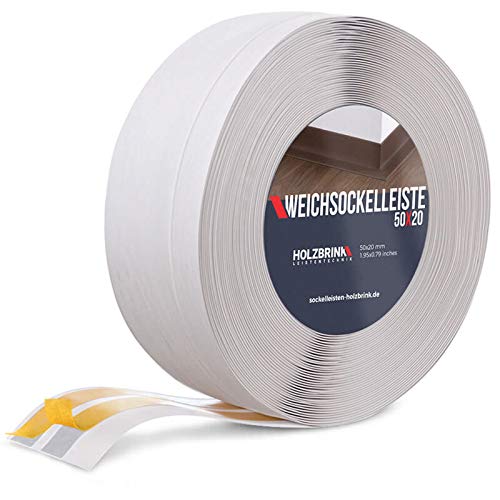 HOLZBRINK Rodapiés flexible autoadhesivo Abedul Rodapiés flexible 50x20 mm, 25 m Zócalo...