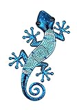 SGRIMALT Gecko Mural Bleu, Métal et Verre, Modèle Mandala, H 30 cm